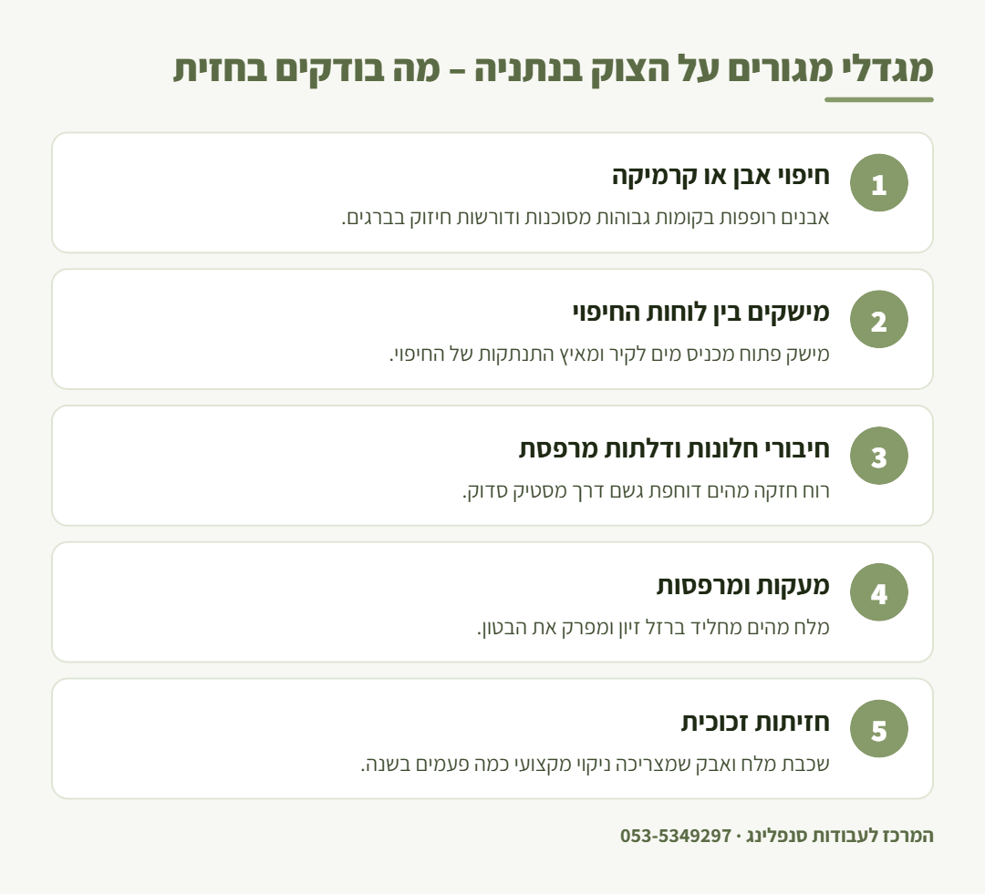 אינפוגרפיקה: חמש נקודות לבדיקה בחזית של מגדל מגורים ליד הים בנתניה